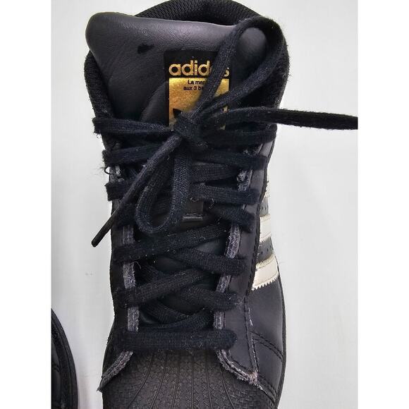 Adidas Boy's Size 1 Black Pro Model 3 Strip Hightop Tennis Shoes - Picture 4 of 9